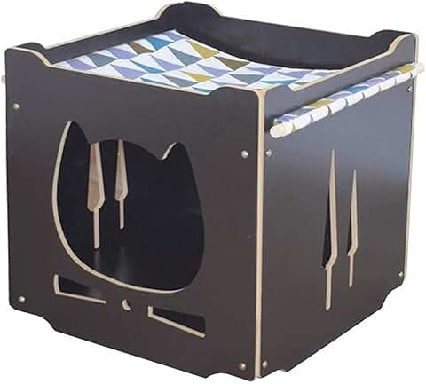 Wooden Cat and Rabbit House with Hammock and Climbing Features