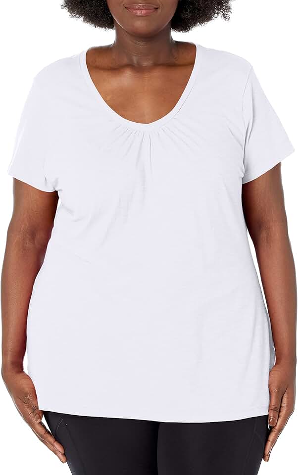 Women's Short Sleeve V-Neck Shirred Tee