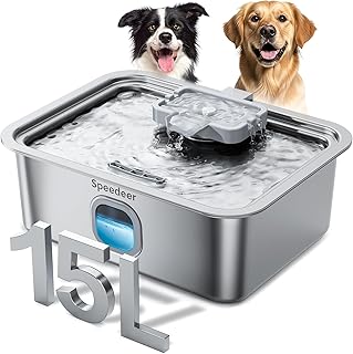 Large Stainless Steel Dog Water Fountain with Wide Drinking Area
