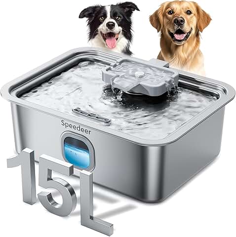 Large Stainless Steel Dog Water Fountain with Wide Drinking Area