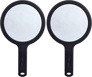 Set of two 3-in-1 magnification handheld mirrors