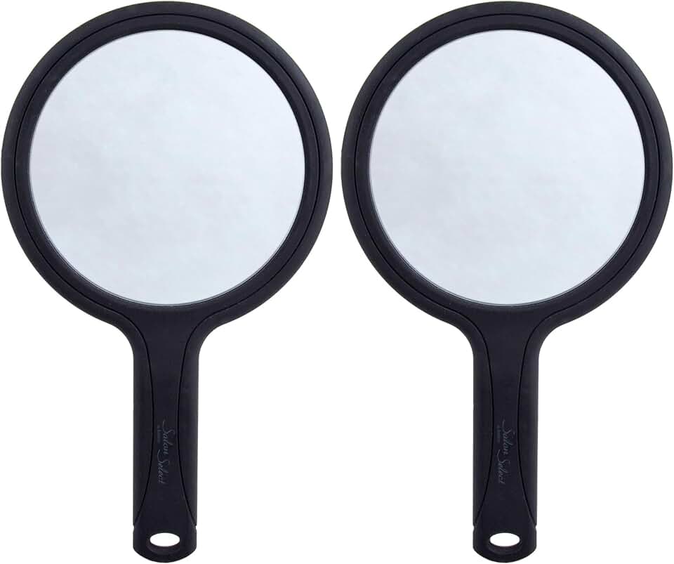 Set of two 3-in-1 magnification handheld mirrors