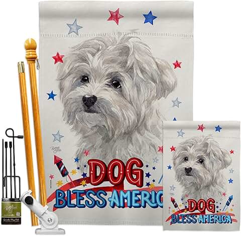Patriotic Maltese Garden Flag Kit with Dog Design