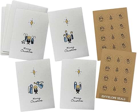 Minimalist Nativity Christmas Cards Set with Envelopes