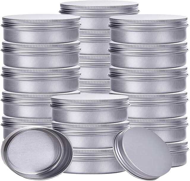 24 Refillable 4 oz Aluminum Tin Jars