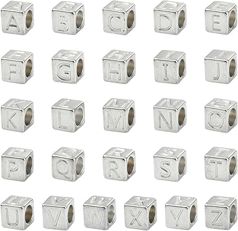 26-Piece Cube Letter Beads for Jewelry and Crafts
