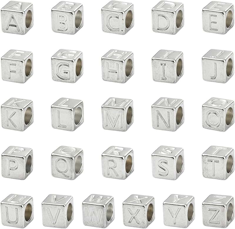 26-Piece Cube Letter Beads for Jewelry and Crafts