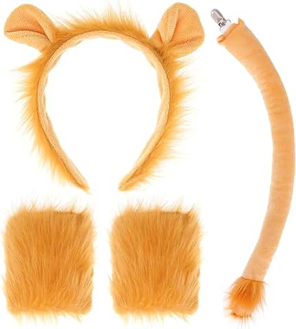 Lion Costume Set with Ears, Gloves, and Tail