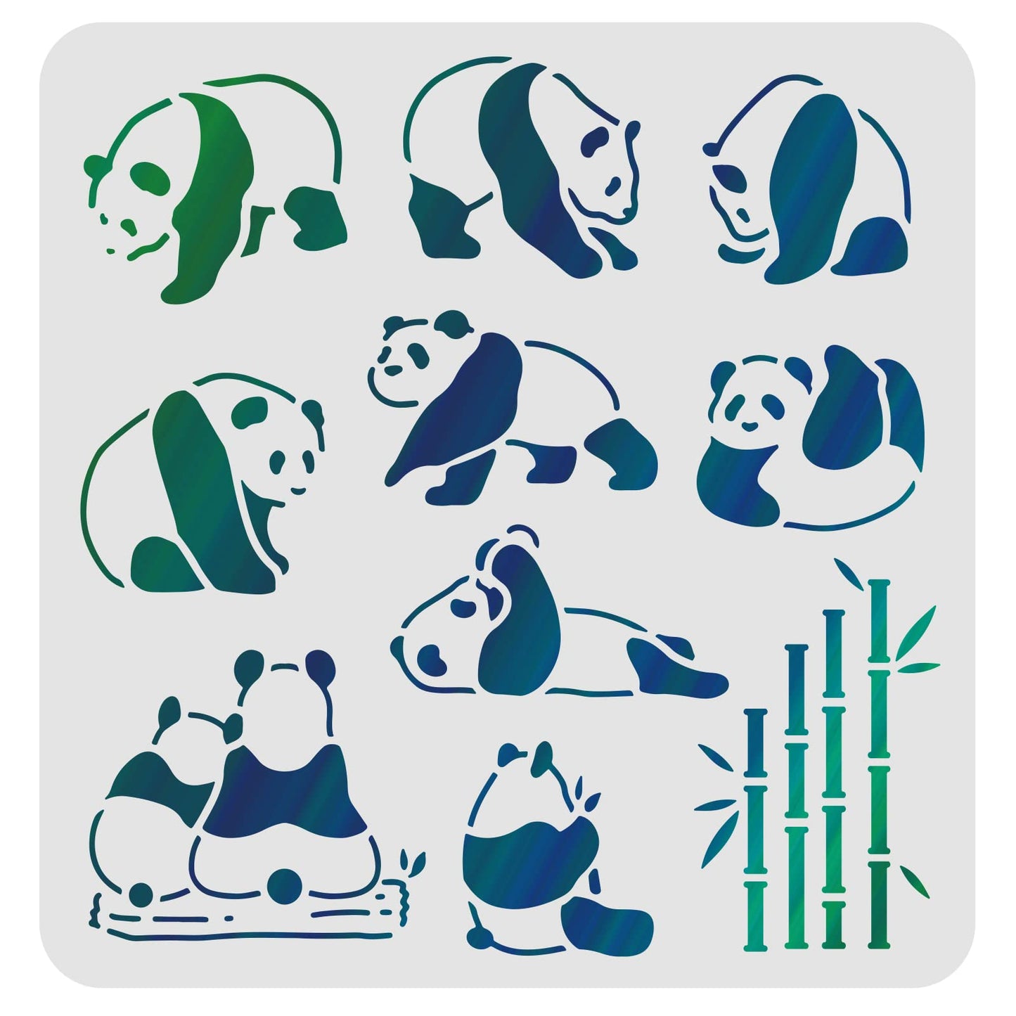Eco-Friendly Panda and Bamboo Painting Template 11.8x11.8inch