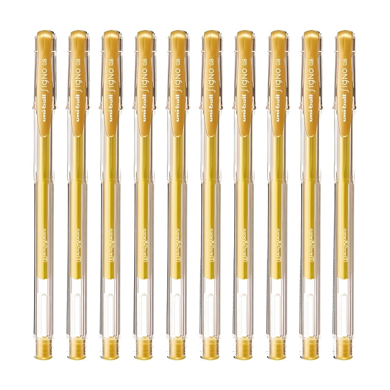 Pack of 10 gold ink gel pens, 0.8mm medium point