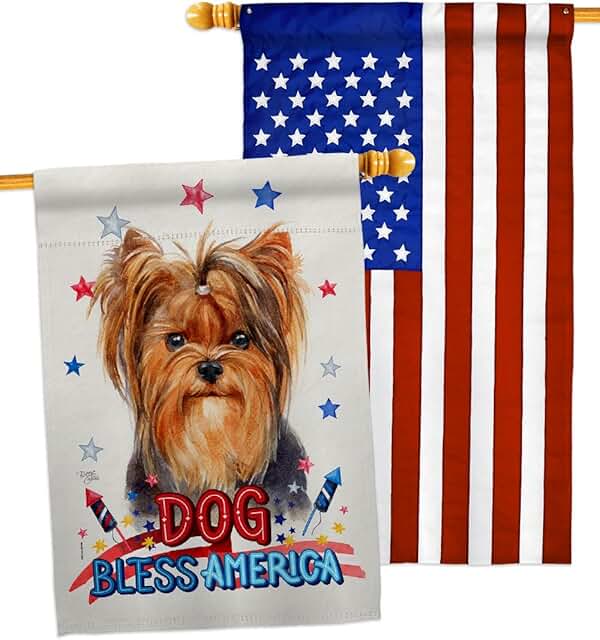 Patriotic Yorkie Dog House Flag Pack for Garden or Yard