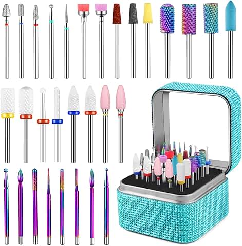 30-Piece Nail Drill Bits Set with Storage Box