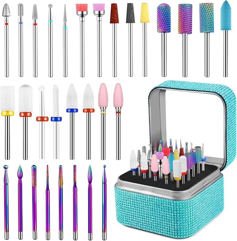 30-Piece Nail Drill Bits Set with Storage Box