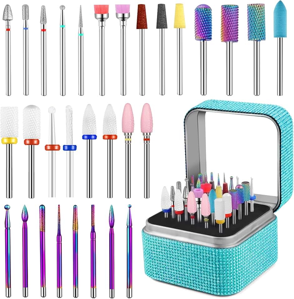 30-Piece Nail Drill Bits Set with Storage Box