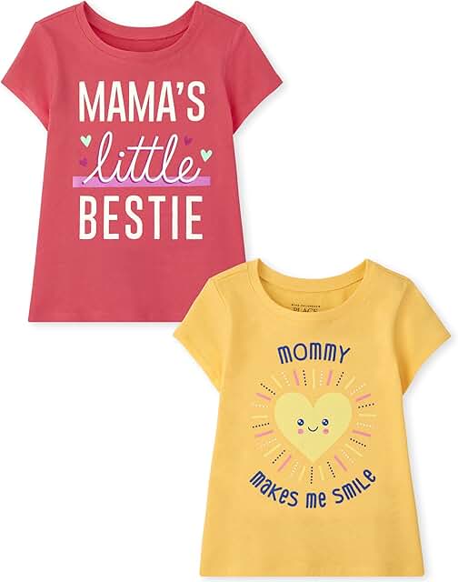 Baby Girl and Toddler Unicorn and Butterfly T-Shirts, 2 Pack
