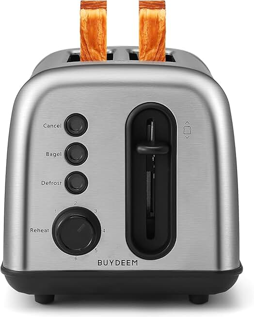 2-Slice Stainless Steel Toaster with Wide Slots