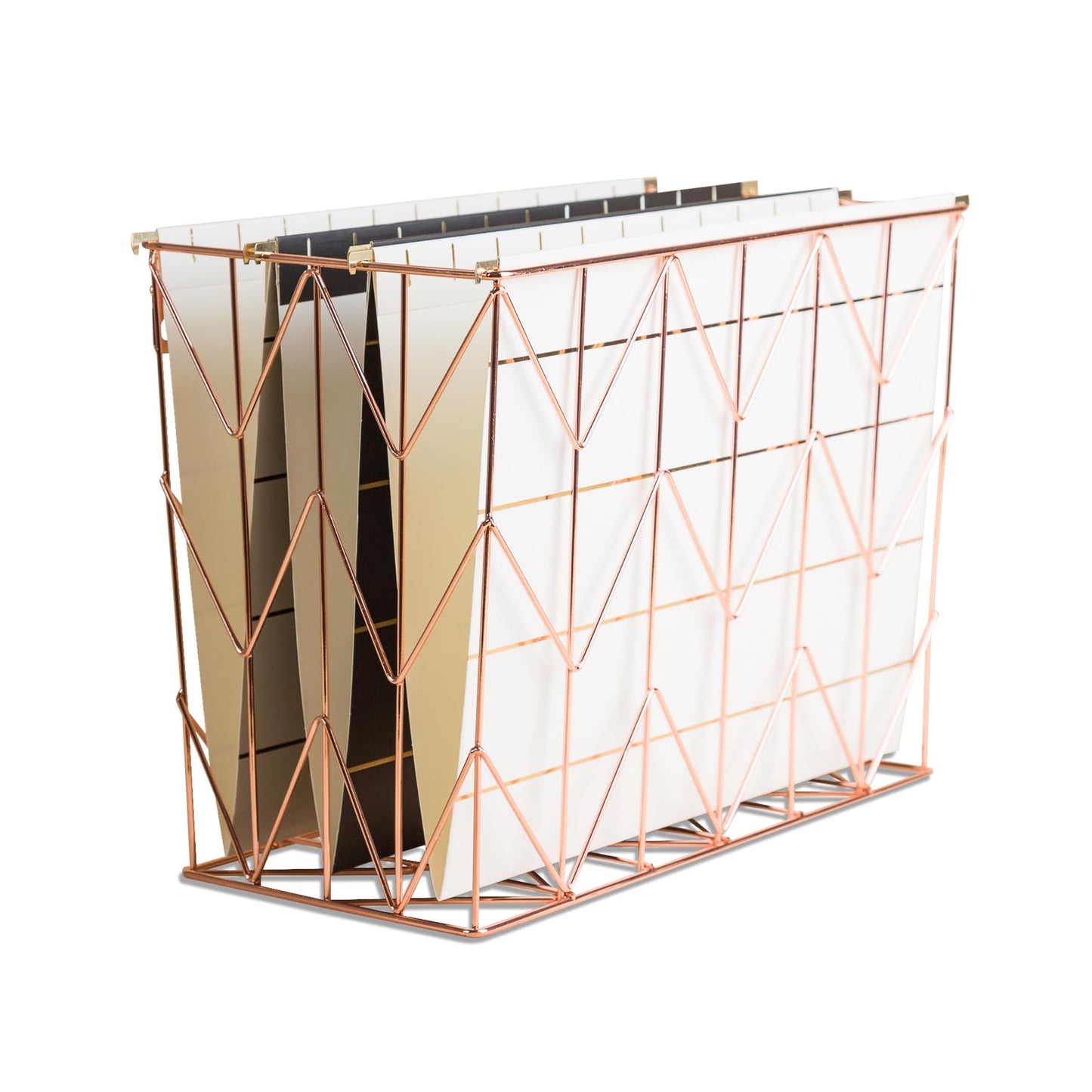 Hanging File Desk Organizer in Rose Gold