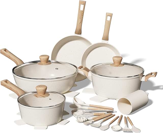 23-Piece Nonstick Cookware Set with Frying Pans and Saucepans