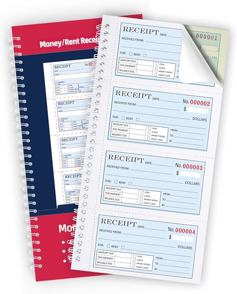 Money and Rent Receipt Book with Cardboard Insert