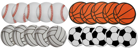 Set of 20 Waterproof Vinyl Sports Ball Stickers