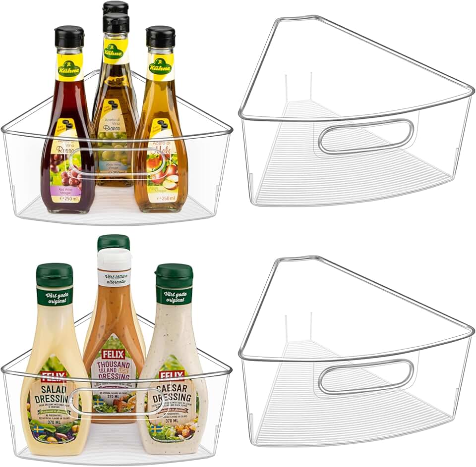 Corner Cabinet Organizer Bins, 4 Pack