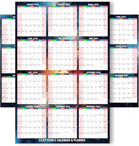Large 24x34" Reversible Wall Calendar with Holidays and Countdown