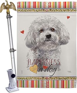 Bichon Frise House Flag with Dog Design