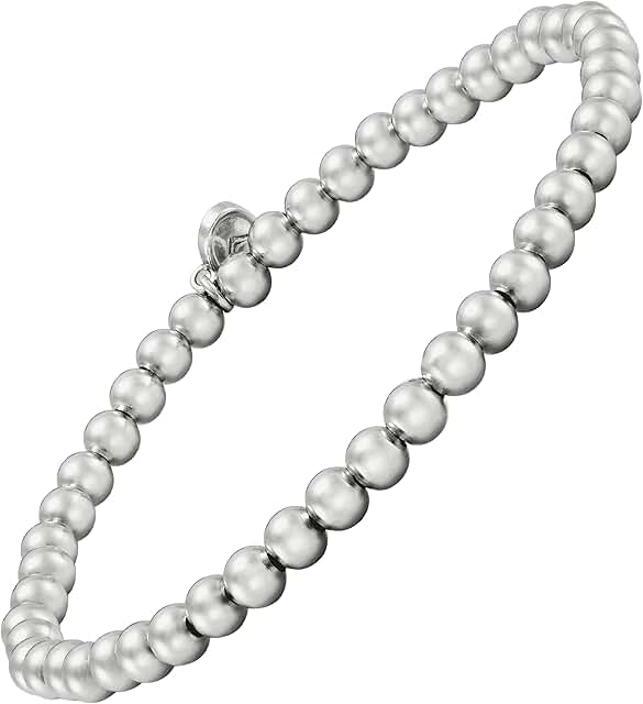 Beaded Circle Sterling Silver Bracelet, 6.25"