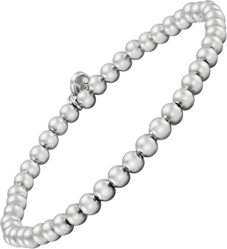 Beaded Circle Sterling Silver Bracelet, 6.25"