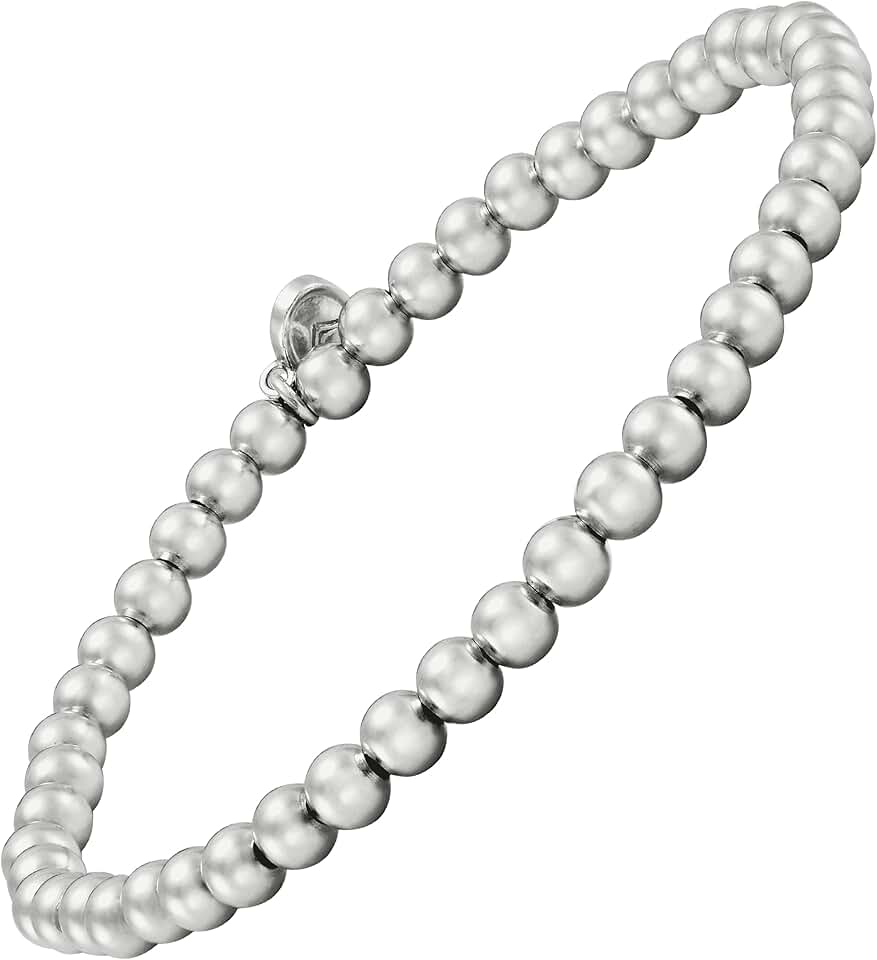 Beaded Circle Sterling Silver Bracelet, 6.25"