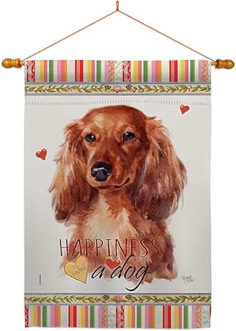 Long Hair Dachshund House Flag with Dowel Set