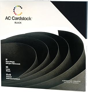 12x12-inch black textured cardstock pack with 60 sheets