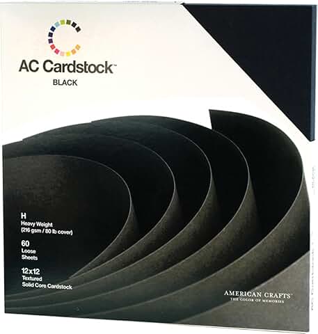12x12-inch black textured cardstock pack with 60 sheets