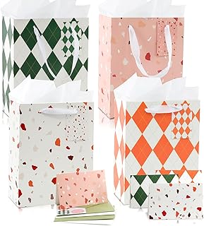 Set of 4 Medium Gift Bags with Handles and Accessories