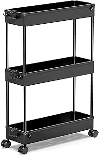 Slim 3-Tier Rolling Storage Cart for Bathroom and Kitchen