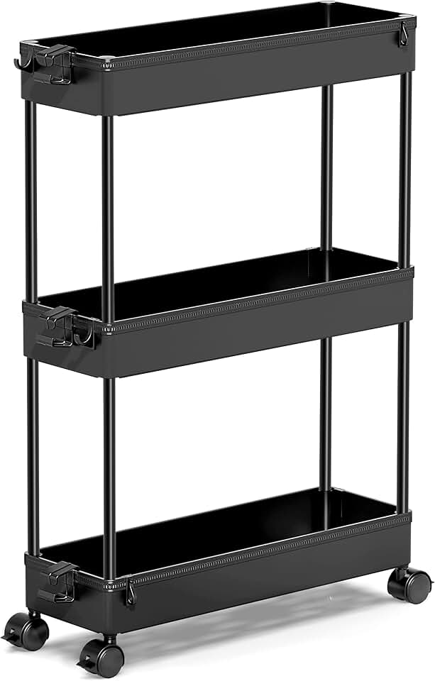 Slim 3-Tier Rolling Storage Cart for Bathroom and Kitchen