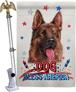Patriotic German Shepherd Dog House Flag with Eagle and Paw