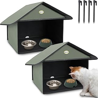 Outdoor Cat Feeding Station for Food and Water