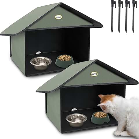 Outdoor Cat Feeding Station for Food and Water