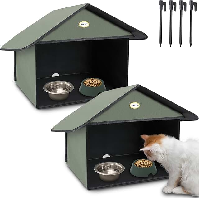 Outdoor Cat Feeding Station for Food and Water