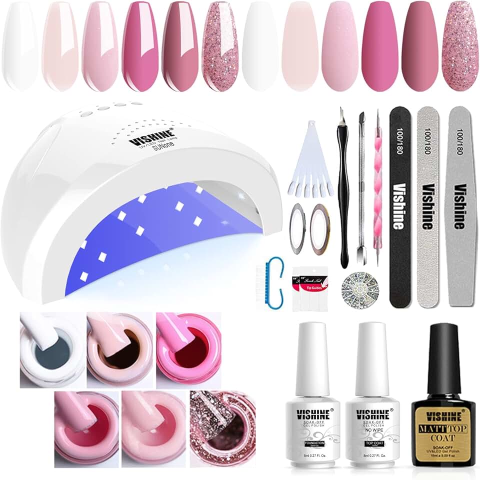 Gel Nail Polish Starter Kit with UV Lamp and Tools