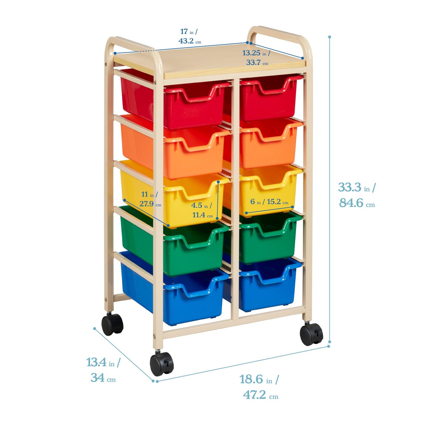 Mobile Storage Cart with 10 Bins