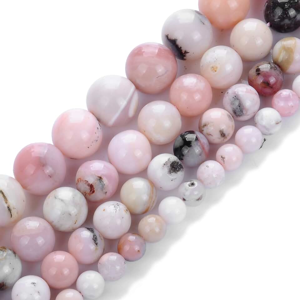 Real Pink Powder Opal Beads for Jewelry Making, 8mm