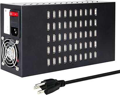 50-Port 200W USB Charging Station with Protection