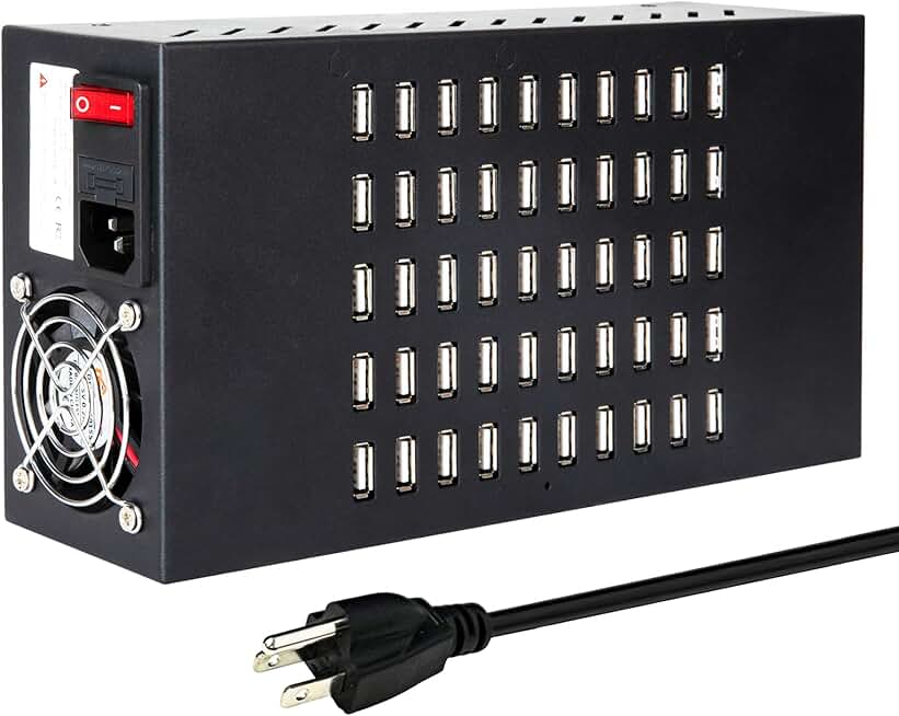 50-Port 200W USB Charging Station with Protection