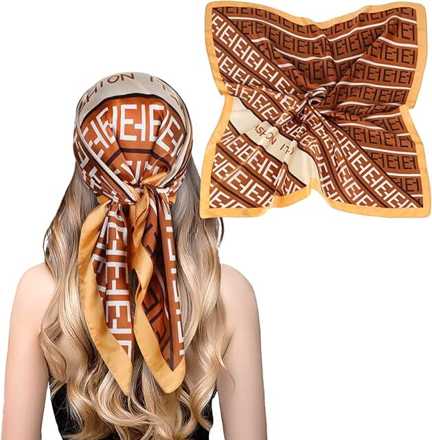 Silk Satin Head and Neck Scarf for Women 27.5x27.5 inches