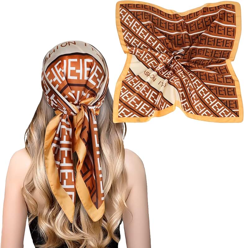 Silk Satin Head and Neck Scarf for Women 27.5x27.5 inches