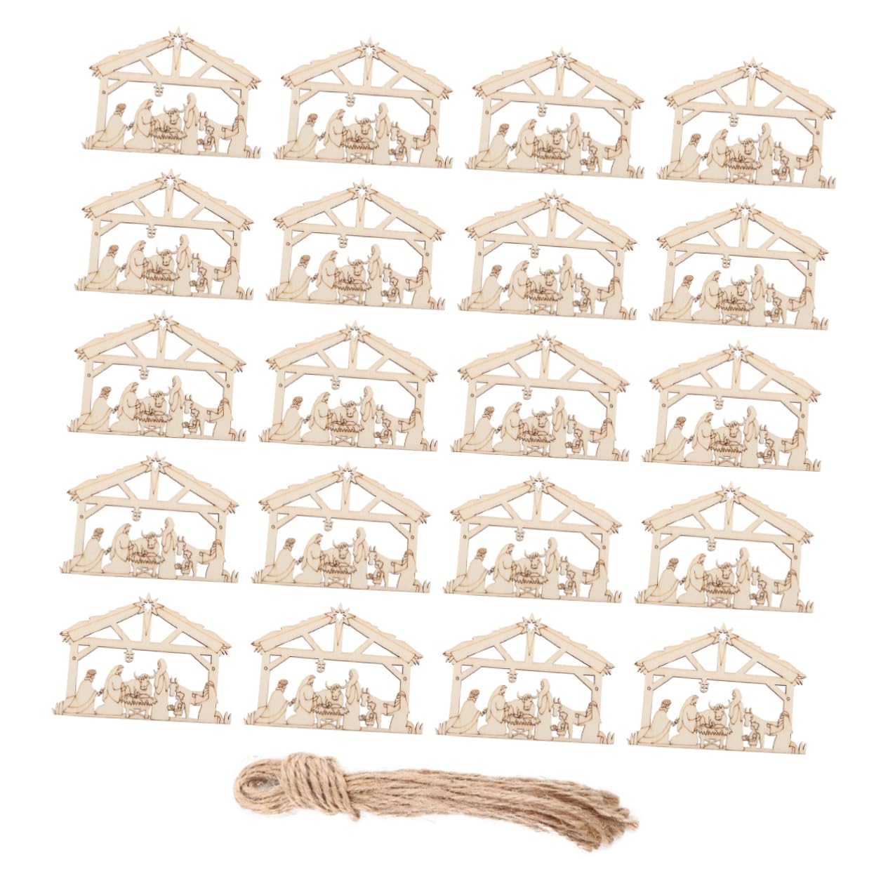20 Wooden House Cutouts for DIY Decor, 10x7 cm