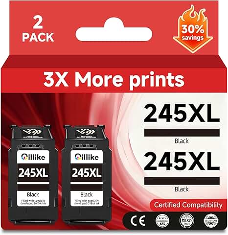 245XL Black Ink Cartridge Replacement, 2 Pack