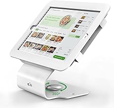 White metal kiosk tablet stand with 360° swivel